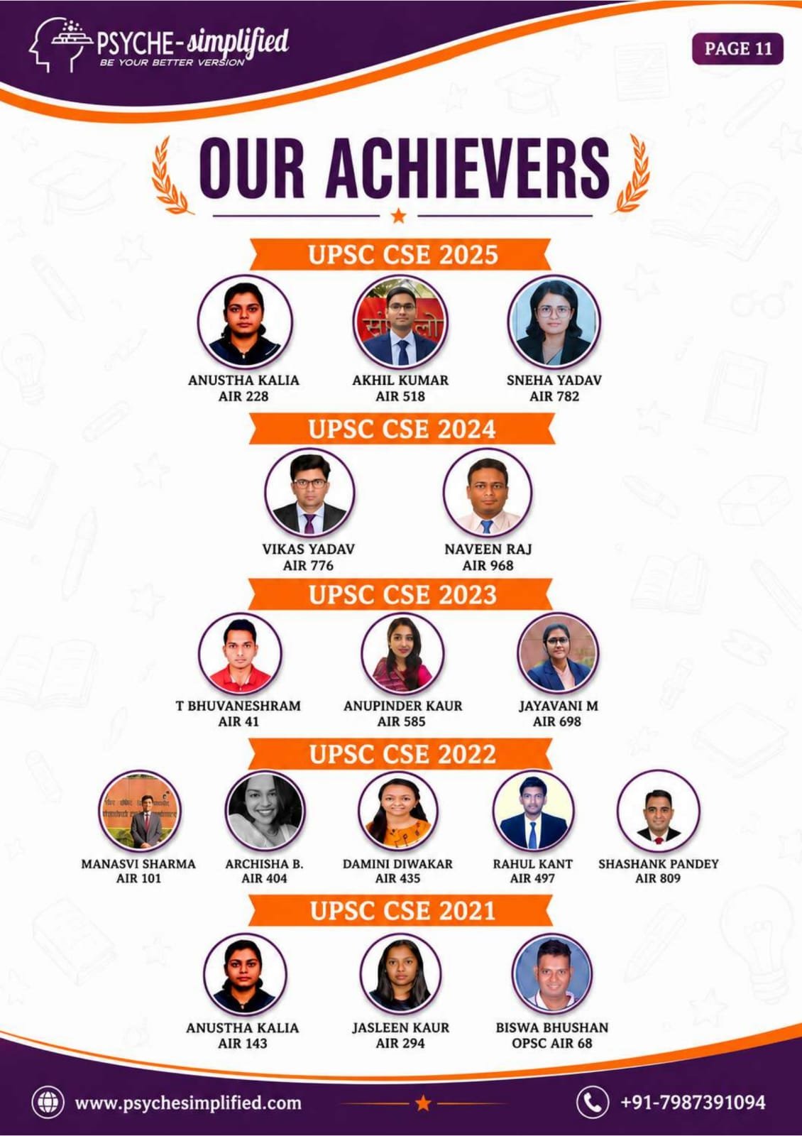 Every selection, CSE 2021 to CSE 2025