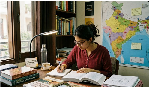 Student preparing for UPSC civil services exam