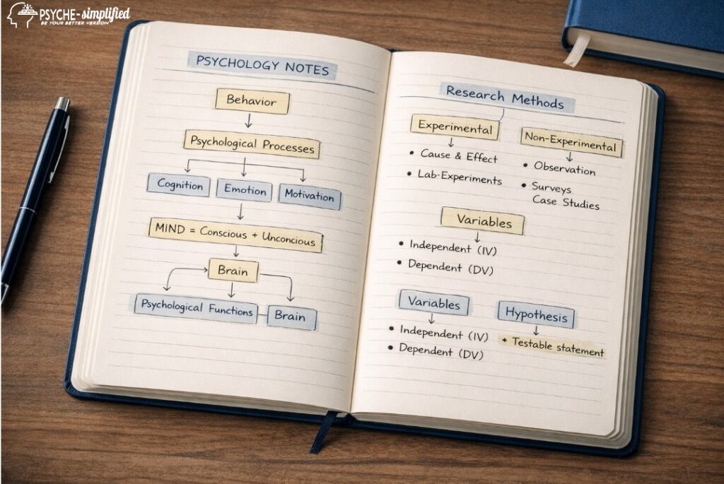 how to prepare psychology optional notes making with flowcharts and structured concepts