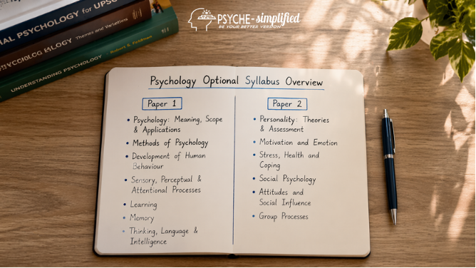 psychology optional syllabus overview paper 1 and paper 2 structure notebook