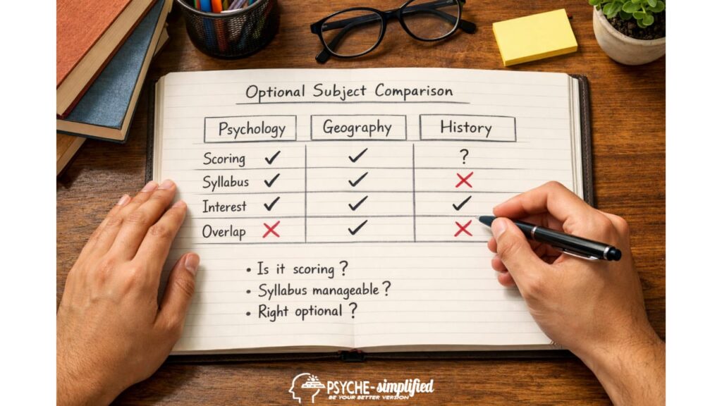 psychology optional for upsc mains vs other optional subjects comparison